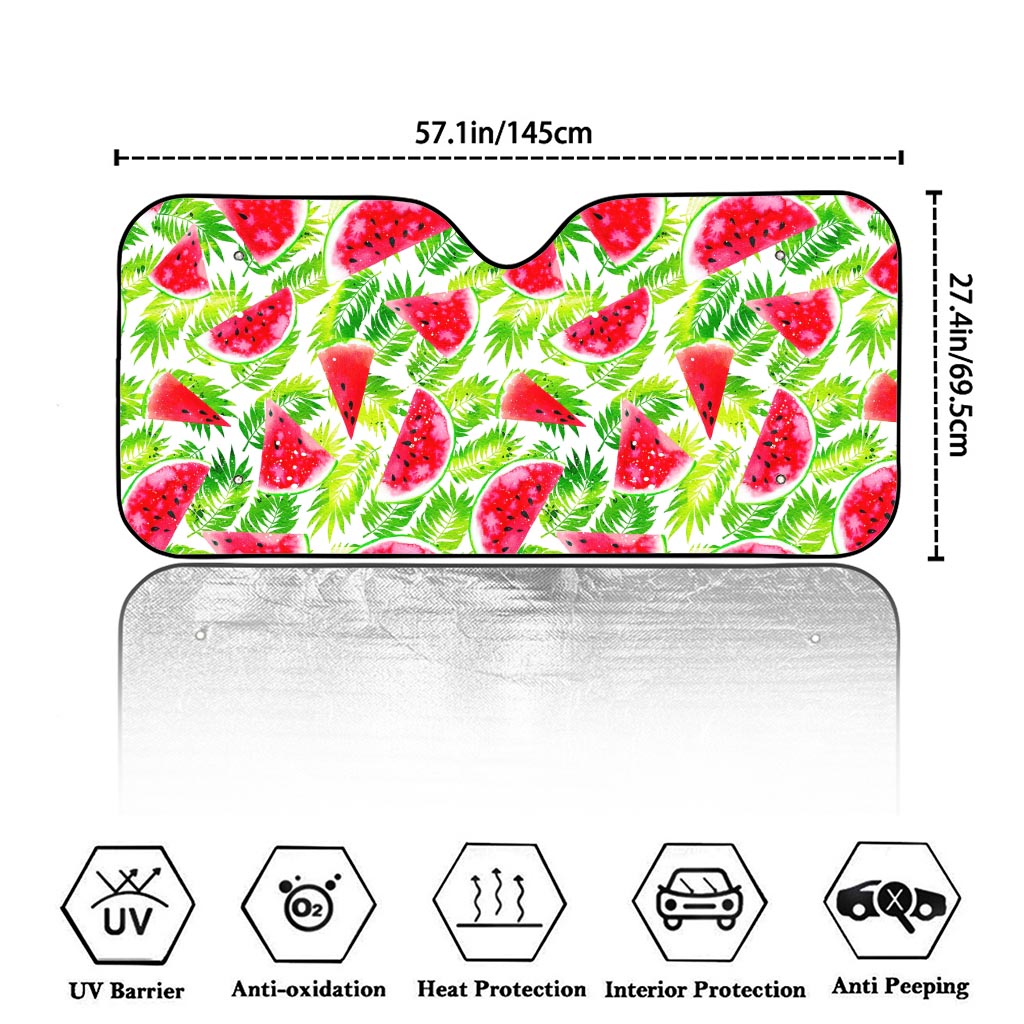 White Summer Watermelon Pattern Print Car Windshield Sun Shade