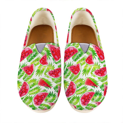 White Summer Watermelon Pattern Print Casual Shoes