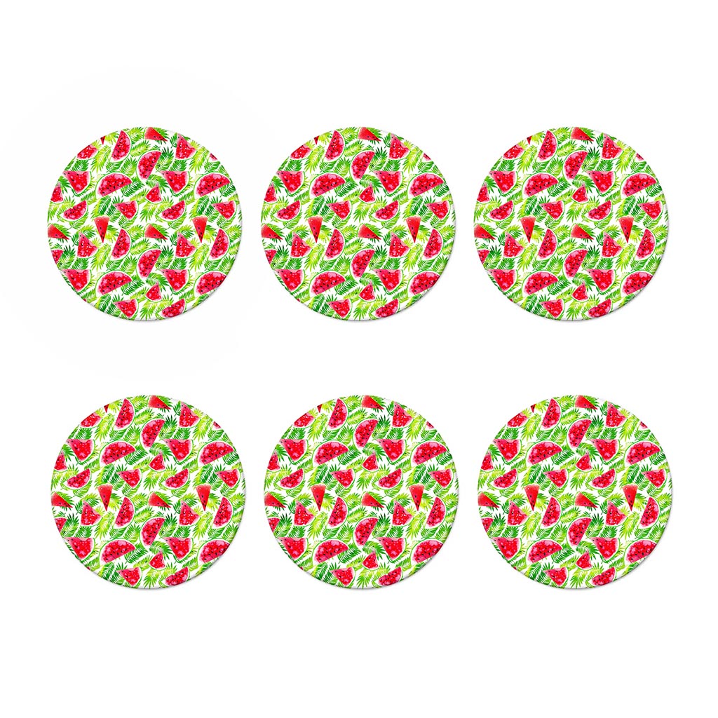 White Summer Watermelon Pattern Print Coaster Set