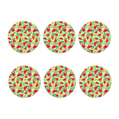 White Summer Watermelon Pattern Print Coaster Set