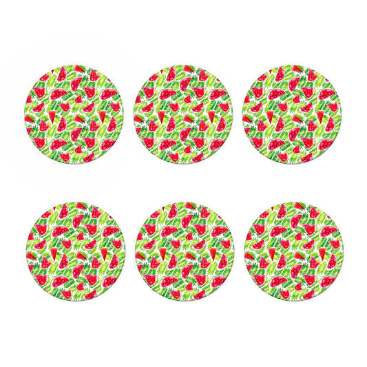 White Summer Watermelon Pattern Print Coaster Set