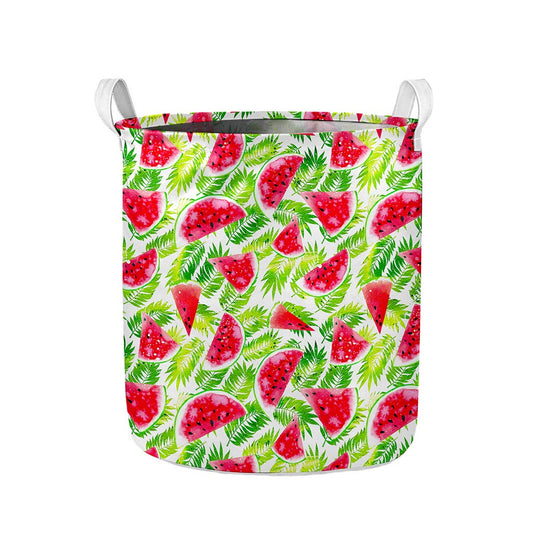 White Summer Watermelon Pattern Print Collapsible Laundry Basket