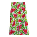 White Summer Watermelon Pattern Print Cotton Front Slit Maxi Skirt