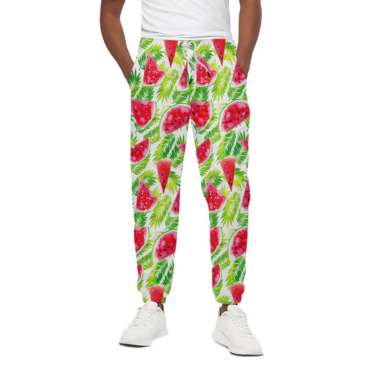 White Summer Watermelon Pattern Print Cotton Pants