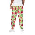 White Summer Watermelon Pattern Print Cotton Pants