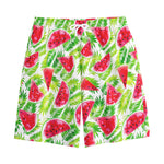 White Summer Watermelon Pattern Print Cotton Shorts