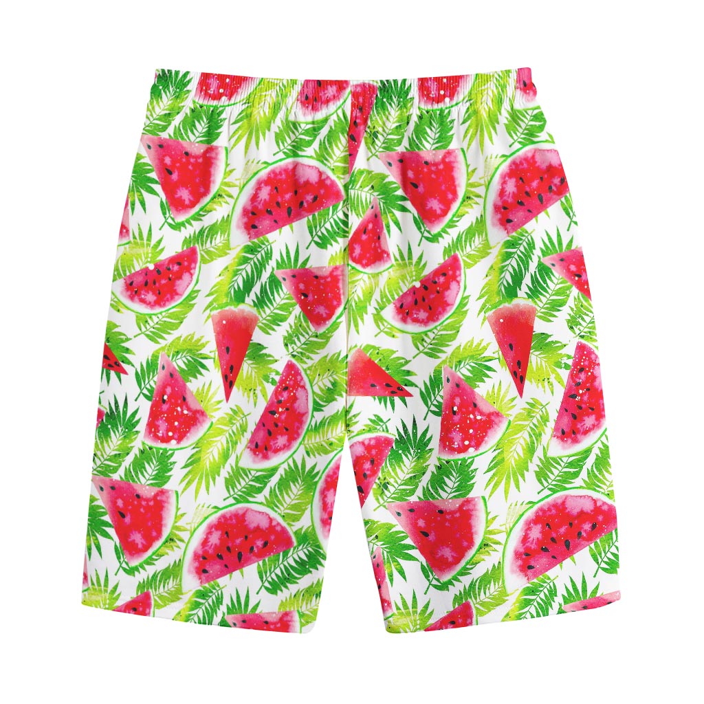 White Summer Watermelon Pattern Print Cotton Shorts