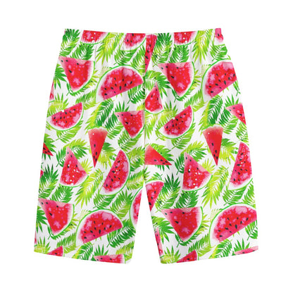 White Summer Watermelon Pattern Print Cotton Shorts