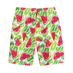 White Summer Watermelon Pattern Print Cotton Shorts