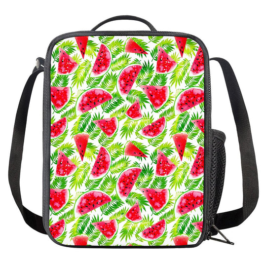 White Summer Watermelon Pattern Print Crossbody Lunch Bag
