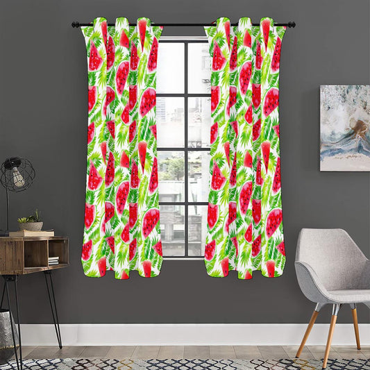 White Summer Watermelon Pattern Print Curtain