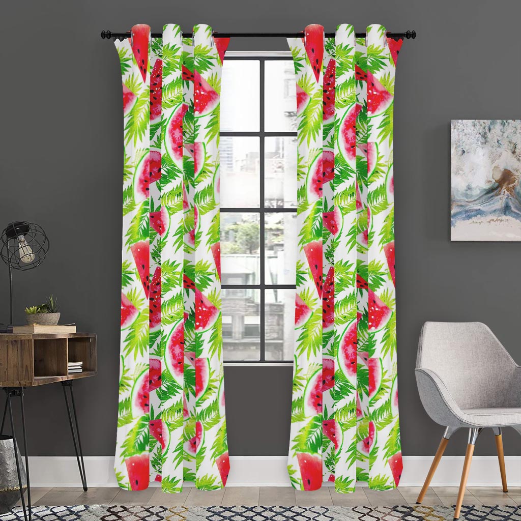 White Summer Watermelon Pattern Print Curtain