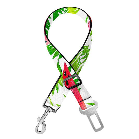 White Summer Watermelon Pattern Print Dog Seat Belt