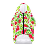 White Summer Watermelon Pattern Print Dog Zip Up Hoodie