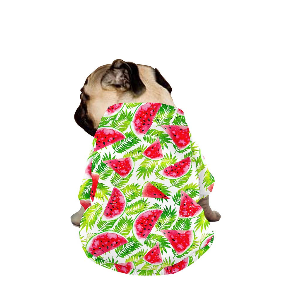 White Summer Watermelon Pattern Print Dog Zip Up Jacket
