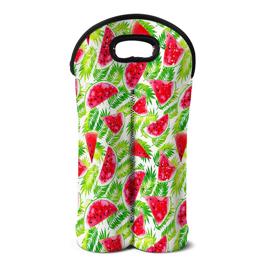 White Summer Watermelon Pattern Print Double Neoprene Wine Tote