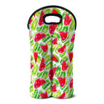 White Summer Watermelon Pattern Print Double Neoprene Wine Tote