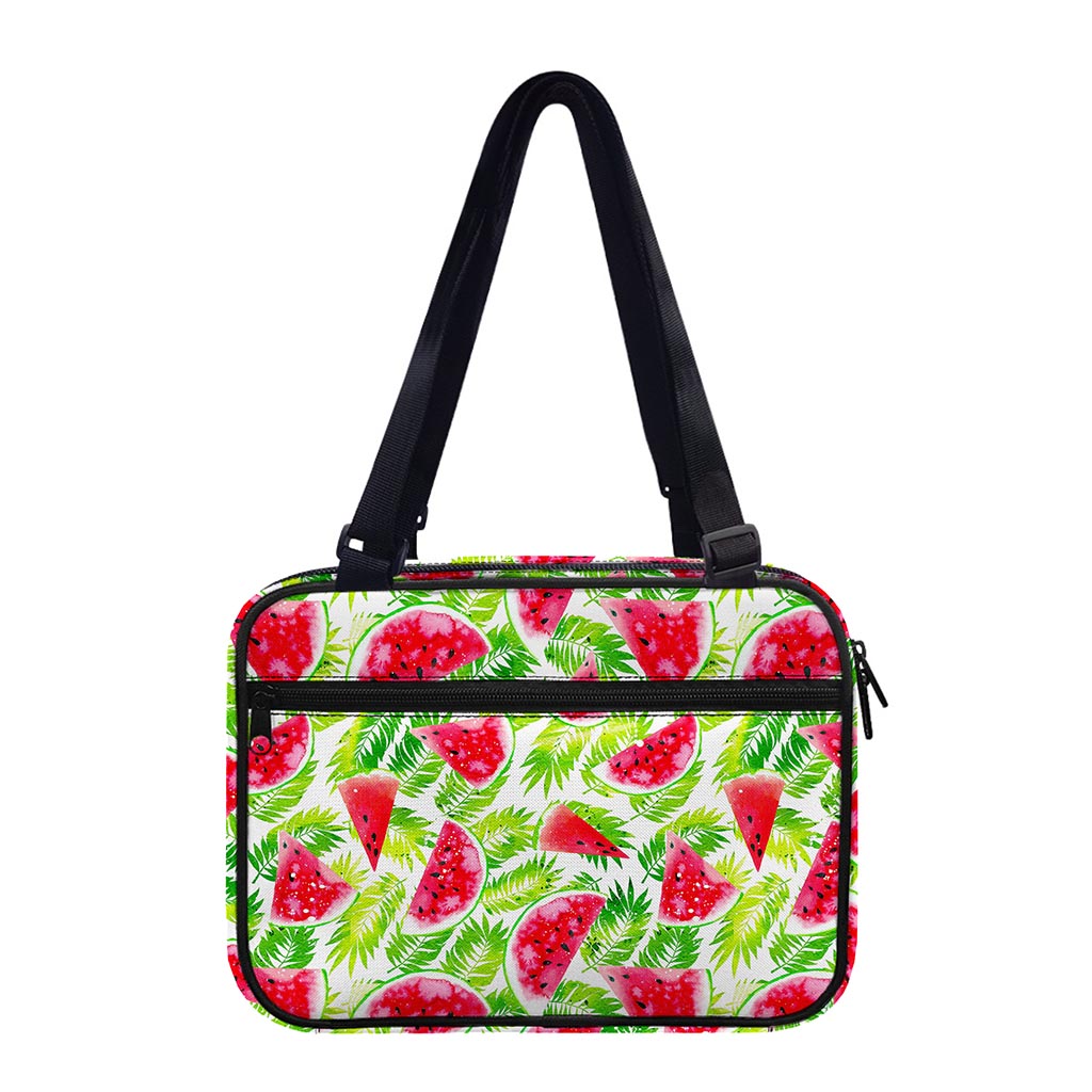 White Summer Watermelon Pattern Print Double Strap Bible Bag