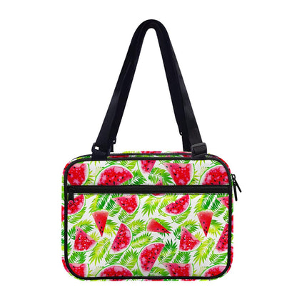 White Summer Watermelon Pattern Print Double Strap Bible Bag