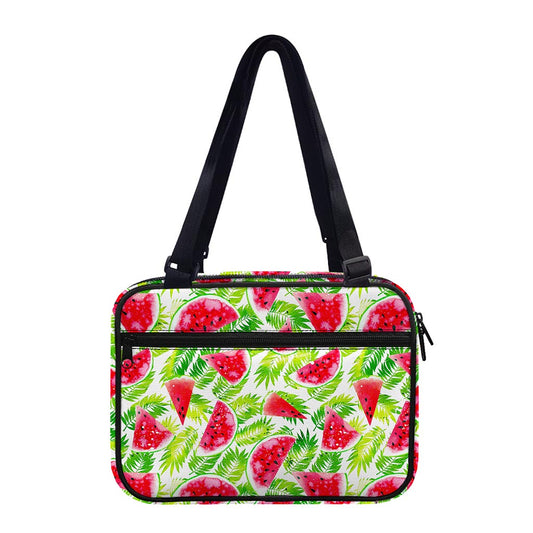 White Summer Watermelon Pattern Print Double Strap Bible Bag
