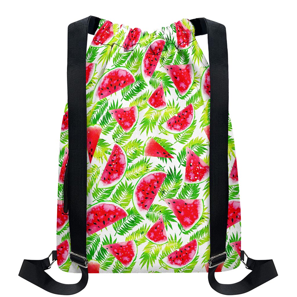 White Summer Watermelon Pattern Print Drawstring Backpack