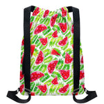 White Summer Watermelon Pattern Print Drawstring Backpack