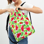 White Summer Watermelon Pattern Print Drawstring Backpack