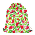 White Summer Watermelon Pattern Print Drawstring Bag