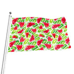 White Summer Watermelon Pattern Print Flag