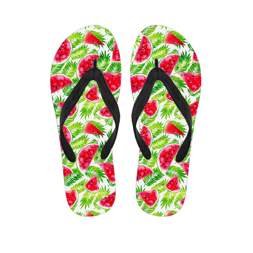 White Summer Watermelon Pattern Print Flip Flops