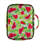 White Summer Watermelon Pattern Print Front Pocket Bible Bag