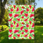 White Summer Watermelon Pattern Print Garden Flag