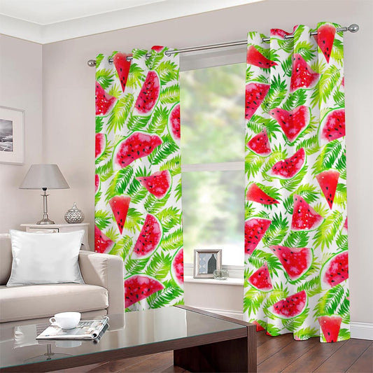 White Summer Watermelon Pattern Print Grommet Curtains