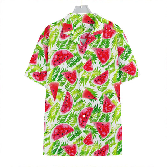 White Summer Watermelon Pattern Print Hawaiian Shirt