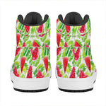 White Summer Watermelon Pattern Print High Top Leather Sneakers