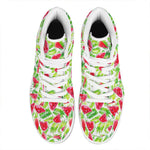 White Summer Watermelon Pattern Print High Top Leather Sneakers