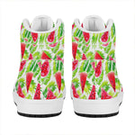 White Summer Watermelon Pattern Print High Top Leather Sneakers