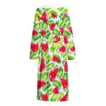 White Summer Watermelon Pattern Print Hooded Bathrobe
