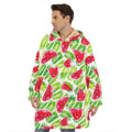 White Summer Watermelon Pattern Print Hoodie Blanket