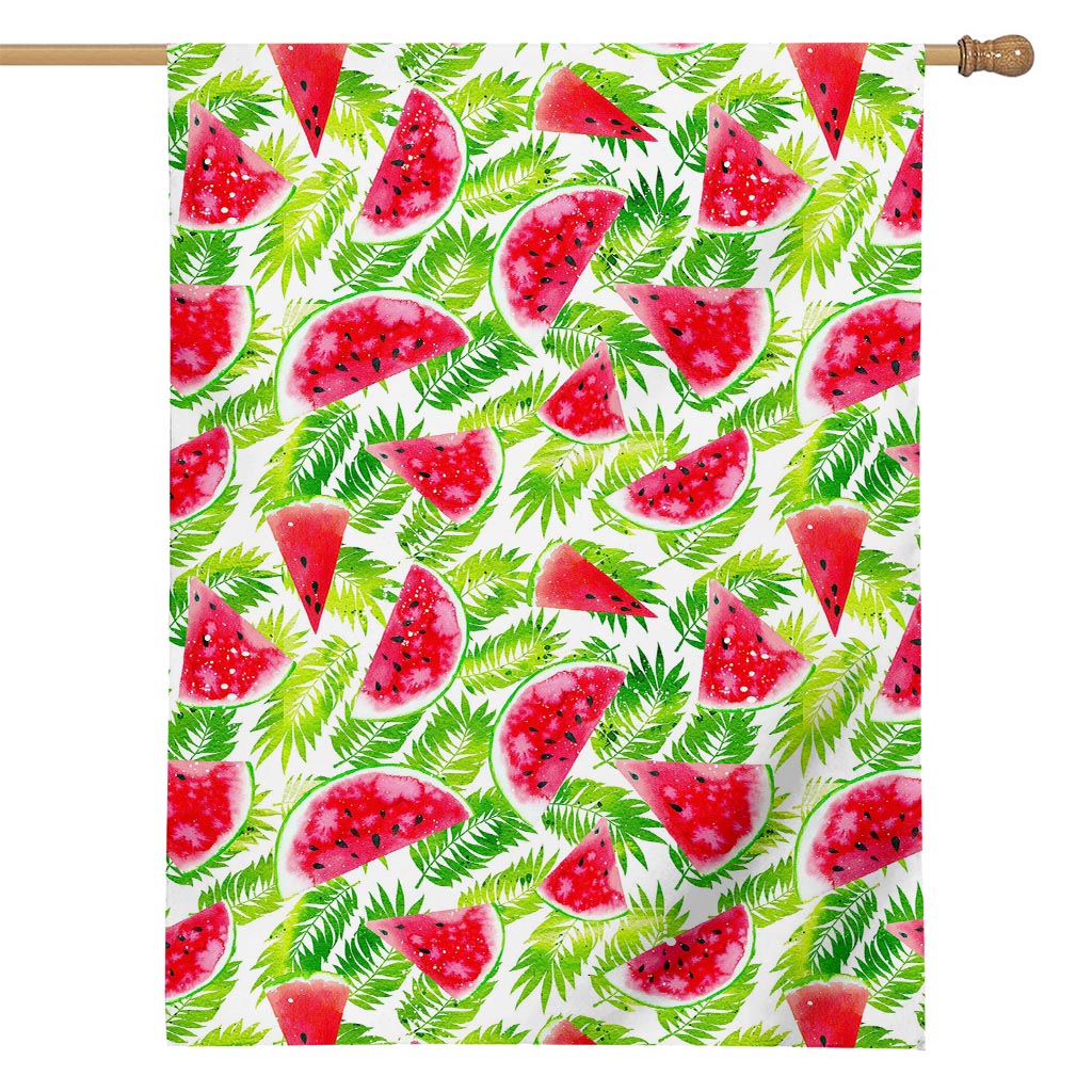 White Summer Watermelon Pattern Print House Flag