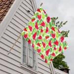 White Summer Watermelon Pattern Print House Flag