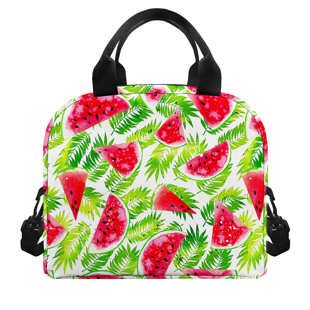 White Summer Watermelon Pattern Print Insulated Lunch Bag