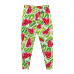 White Summer Watermelon Pattern Print Jogger Pants