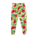 White Summer Watermelon Pattern Print Jogger Pants