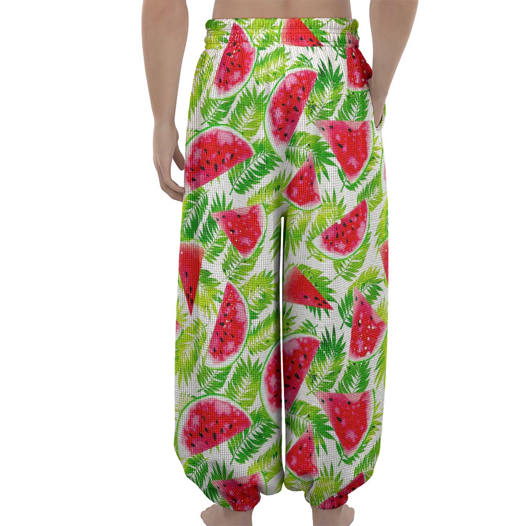 White Summer Watermelon Pattern Print Lantern Pants
