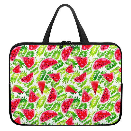 White Summer Watermelon Pattern Print Laptop Sleeve With Handle
