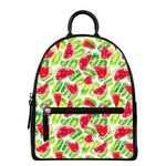 White Summer Watermelon Pattern Print Leather Backpack
