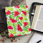 White Summer Watermelon Pattern Print Leather Bible Cover