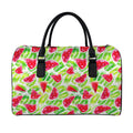 White Summer Watermelon Pattern Print Leather Duffel Bag