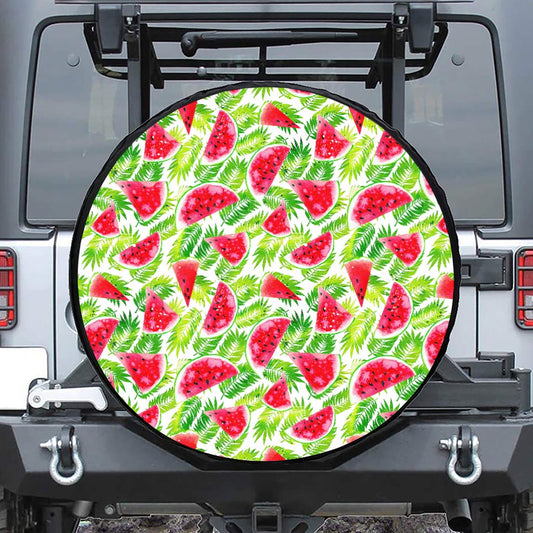 White Summer Watermelon Pattern Print Leather Spare Tire Cover